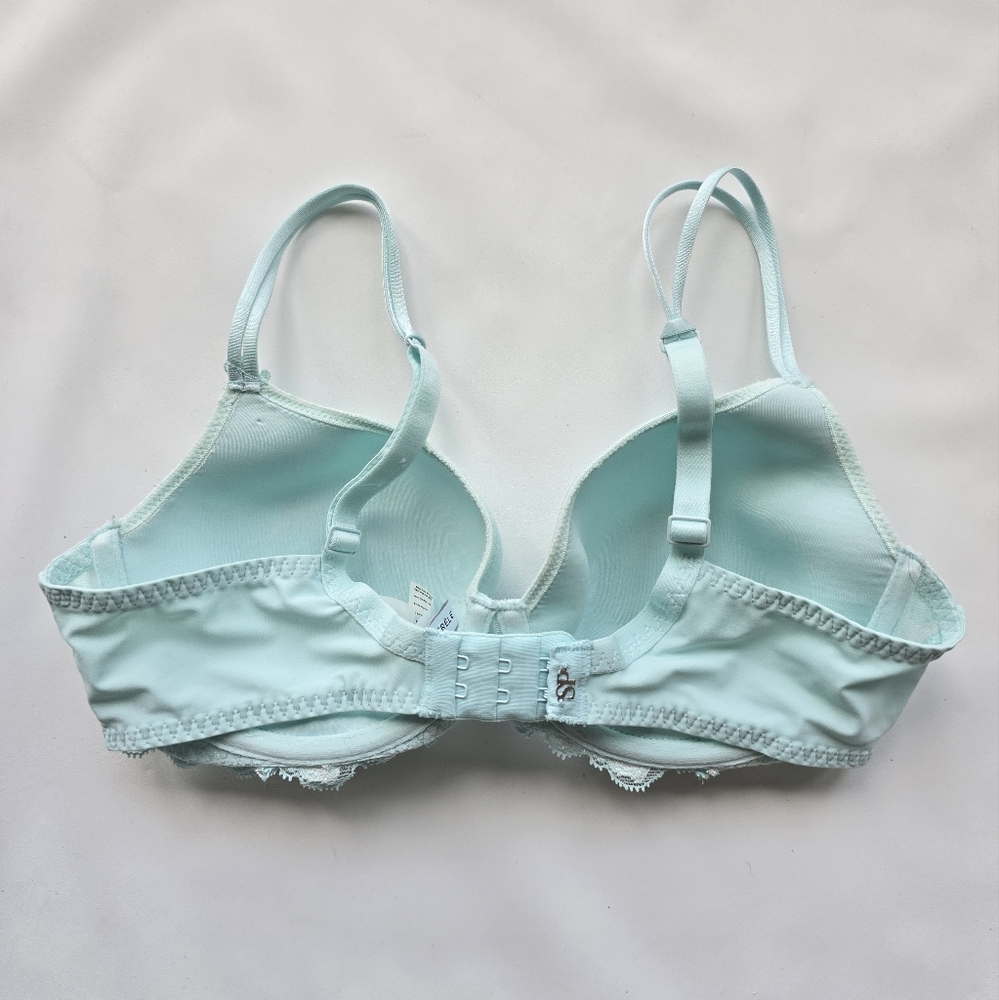 new Simone Perele Amour Plunge Underwire Bra Moulded Cups Blue Lace Size 32D - Picture 6 of 13